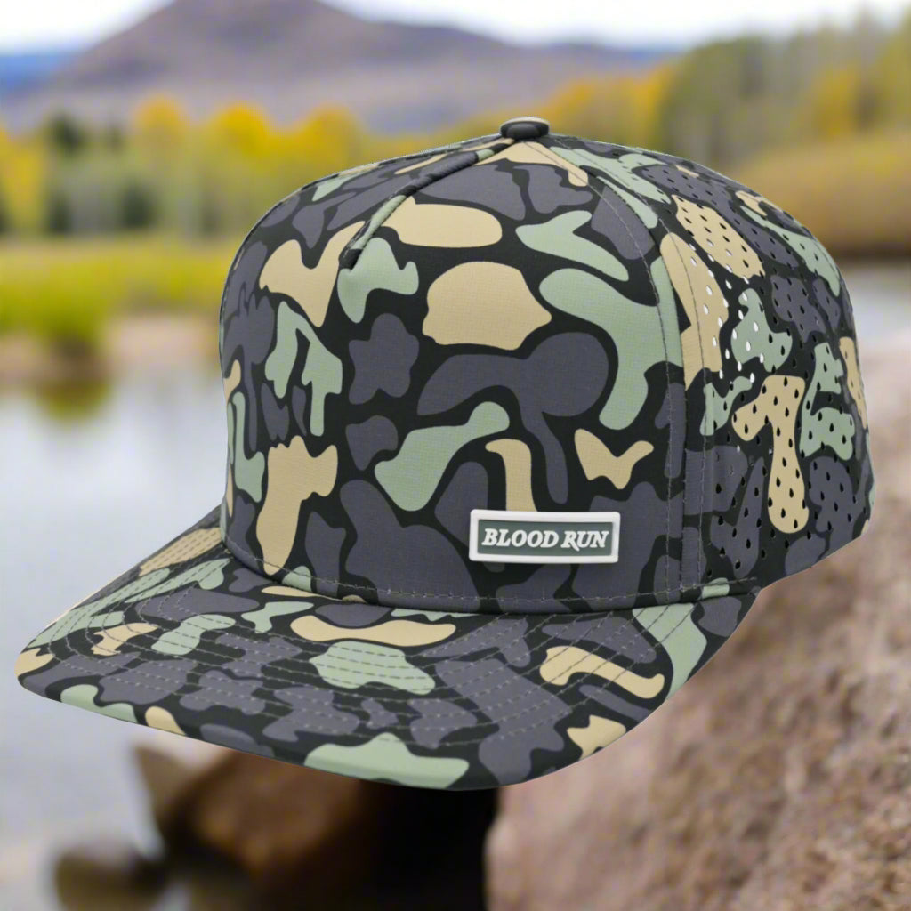 Blood Run Purple Grey Green Camo Snapback Fishing Hat