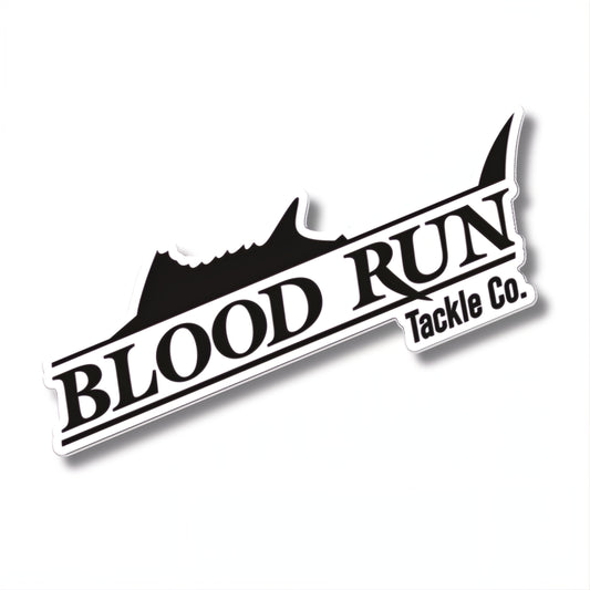 Large Black and White Blood Run Fishing Decal