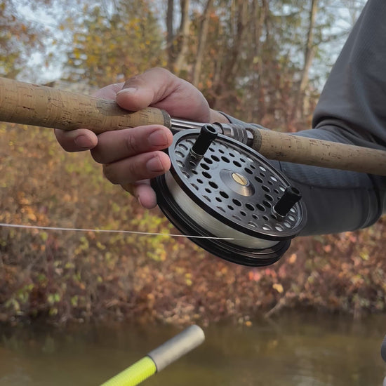 Fall steelhead fishing in a small river in Minnesota on a stealthcraft hooligan xl raft with a Blood Run Skein Cane 13' 6-10lb 2 piece centerpin float fishing rod, Halcyon 4.5" centerpin reel, 12lb test clear Blood Run SSF cold weather float fishing monofilament mainline.